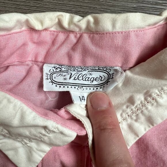 Vintage 70s Pink Collared Button Up Puff Sleeve Blouse The Villager Size 14 - Picture 6 of 6